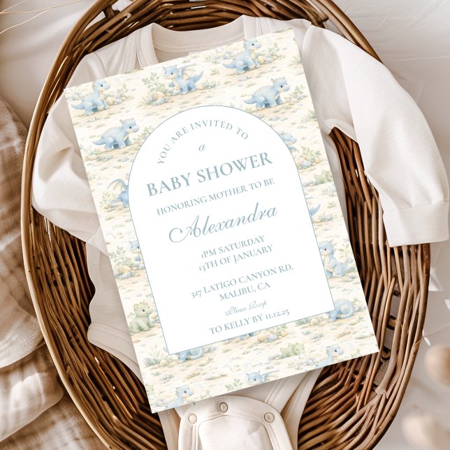 Invitación Baby Shower Caprichoso de Dinosaurio (Subido por el creador)
