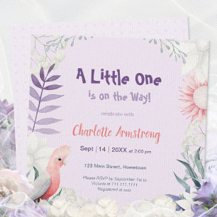 Invitación Baby Shower Caprichoso de Lavanda para Bebé sin Di
