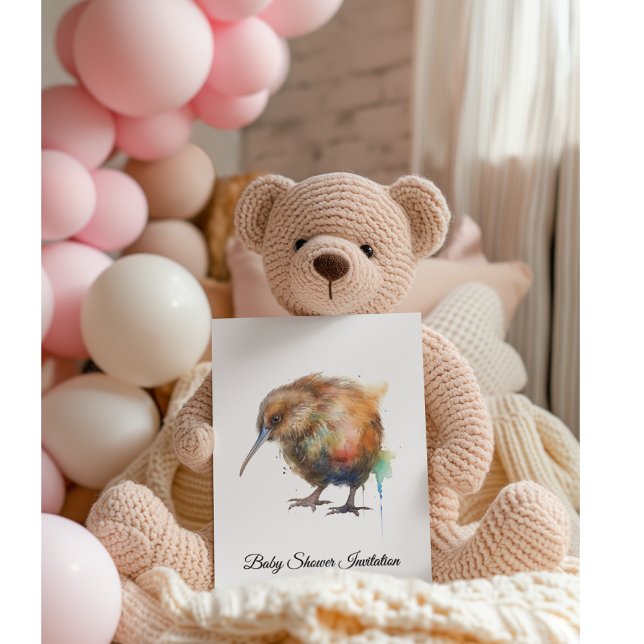 Invitación Baby Shower Caprichoso de Pájaro Kiwi | Sweet Pipi (Subido por el creador)