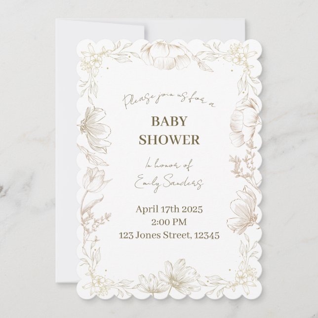 Invitación Baby Shower Caprichoso Floral de Delft | Revelació (Anverso)