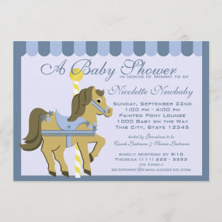 Invitación Baby Shower Carousel Blue