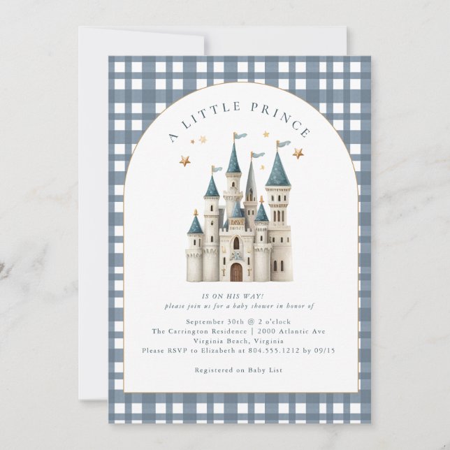 Invitación Baby Shower Castillo Real de Principito (Anverso)
