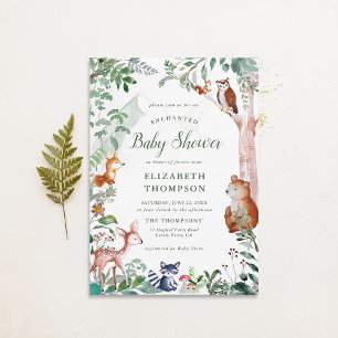 Invitación Baby Shower cautivante neutro de bosque de bosques