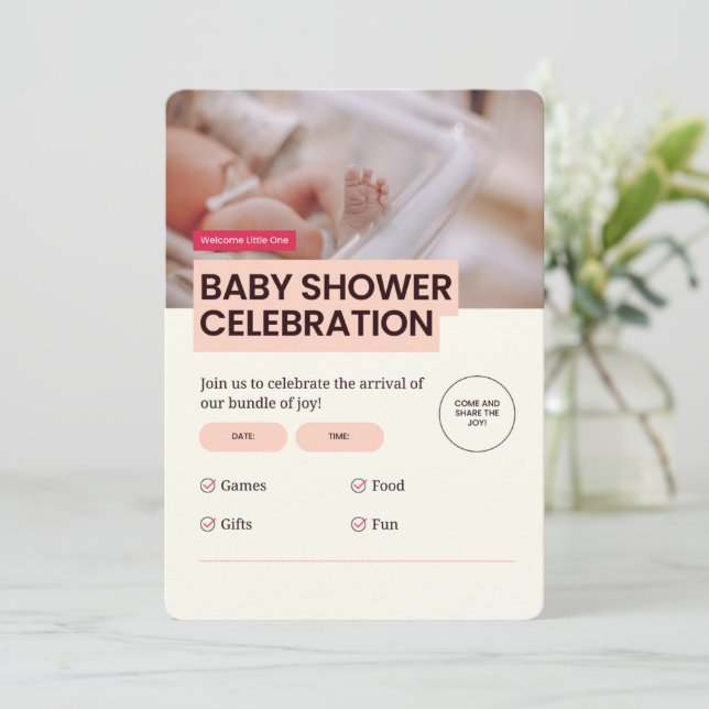Invitación Baby Shower Celebration 🎉 👶 (Anverso de pie)