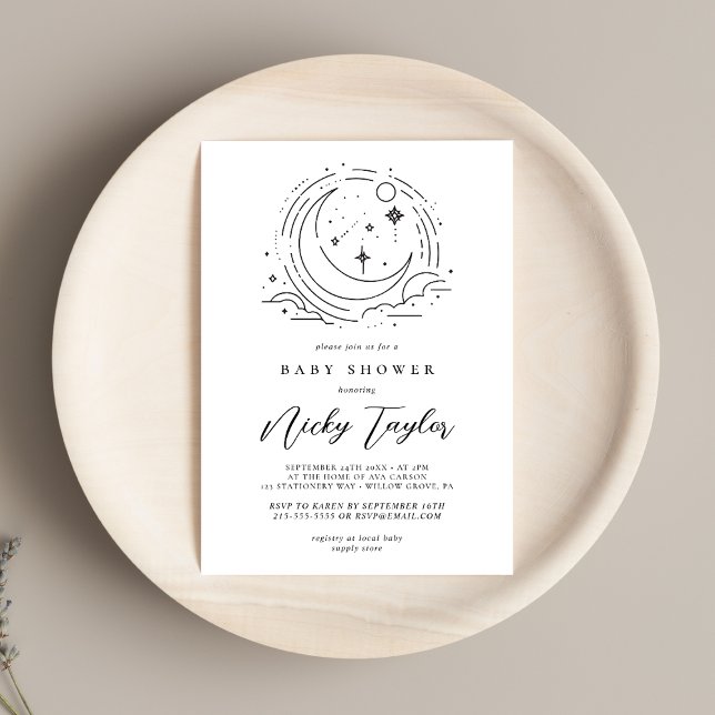 Invitación Baby Shower celeste Minimalista blanco (Subido por el creador)