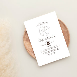 Invitación Baby Shower celeste místico Minimalista blanco