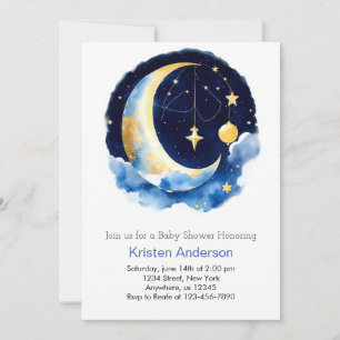 Invitación Baby Shower Celestial Dreamland Blue Boy