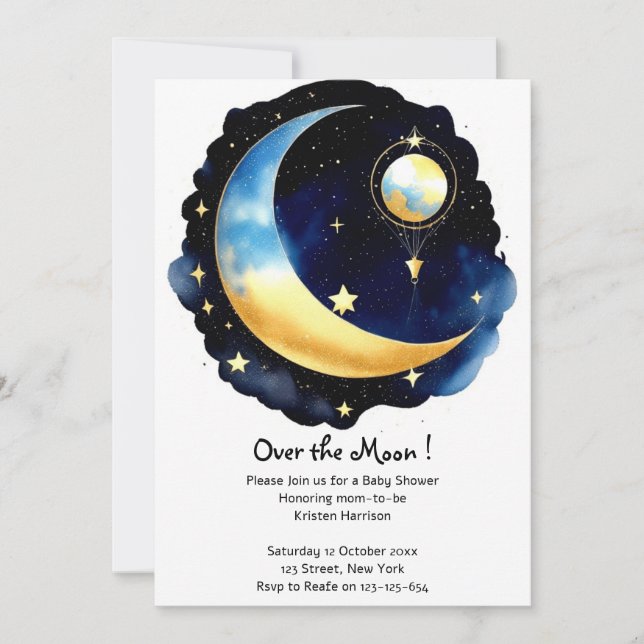 Invitación Baby Shower Celestial Dreamscape Boy (Anverso)