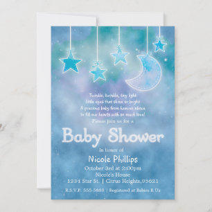 Invitación Baby Shower Celestial Sky Galaxy Moon & Stars