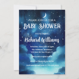 Invitación Baby Shower Celestial Starry Night Watercolor