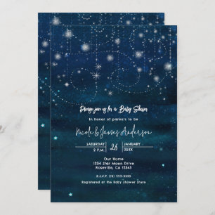 Invitación Baby Shower Celestial Starry Sky Swirls