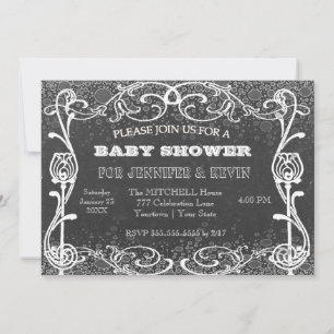 Invitación Baby Shower Chalkboard con Purpurina Chalk