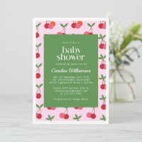 Baby Shower Cherry Fruit Red Pink Green Cute
