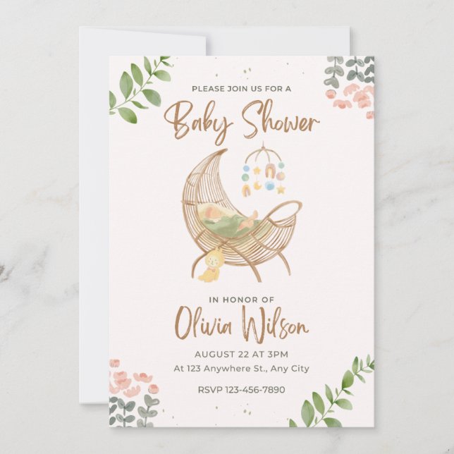 Invitación Baby Shower chica (Anverso)