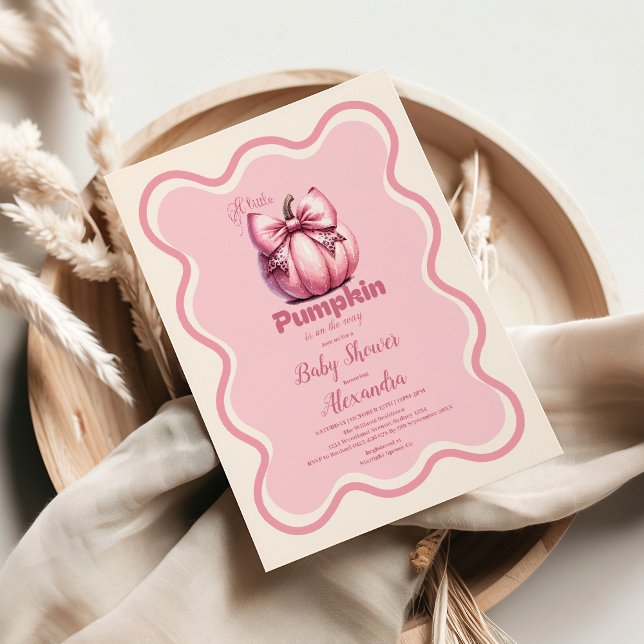 Invitación Baby Shower Chica Bow de calabaza rosa (Subido por el creador)
