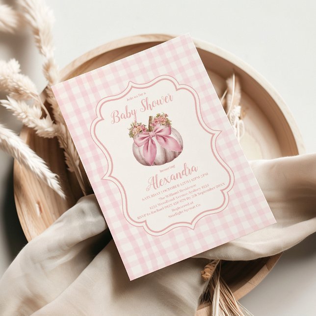 Invitación Baby Shower Chica Bow de calabaza rosa (Subido por el creador)
