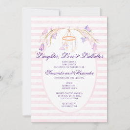Invitación Baby Shower Chica Celestial Floral Bluebell Mobile