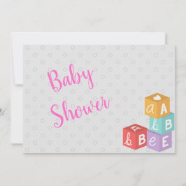 Invitación Baby Shower chica con bloques ABC