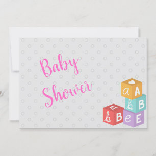 Invitación Baby Shower chica con bloques ABC