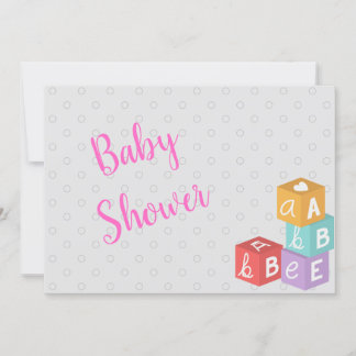 Invitación Baby Shower chica con bloques ABC