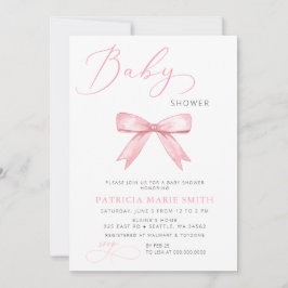 Invitación Baby Shower Chica Coquette Pink Bow