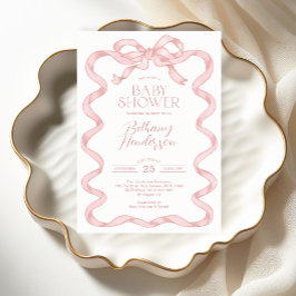 Invitación Baby Shower Chica Coquette Pink Bow moderno