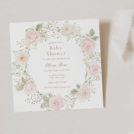 Invitación Baby Shower, Chica de aliento del bebé, rosa Roses