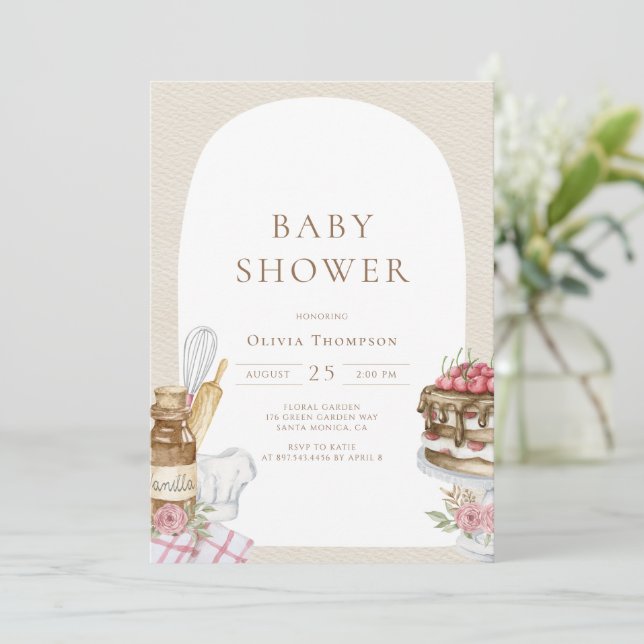 Invitación Baby Shower Chica de análisis de agua (Anverso de pie)