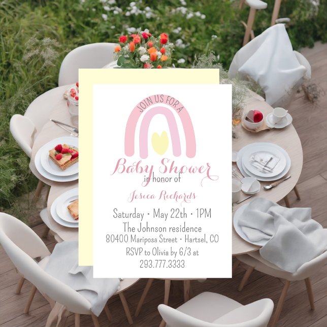 Invitación Baby Shower Chica de arcoiris rosa colo (Subido por el creador)