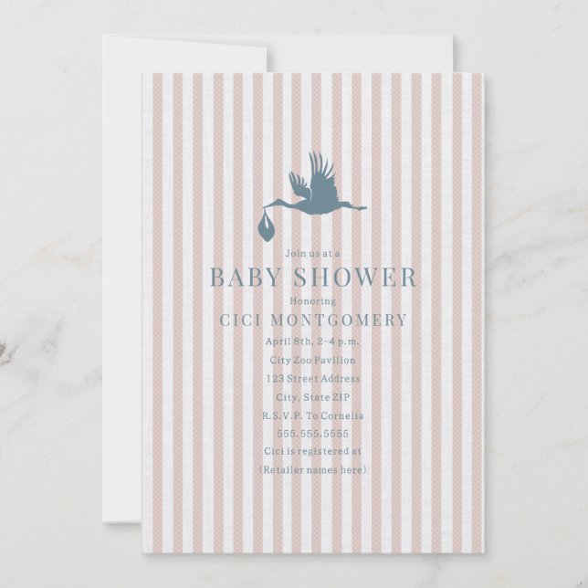Invitación Baby Shower Chica de banda de obturador Preppy clá (Anverso)