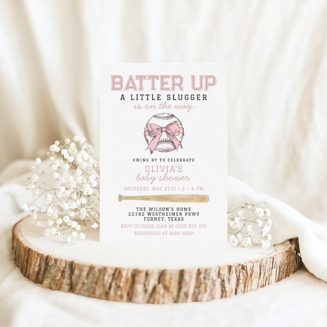 Invitación Baby Shower, Chica de Béisbol Rosa (Subido por el creador)