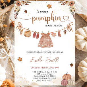 Invitación Baby Shower Chica de calabaza de ropa de bebé de o