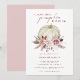 Invitación Baby Shower Chica de calabaza floral rosa