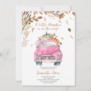 Invitación Baby Shower Chica de Camión de Calabaza Rosa
