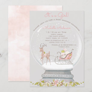 Invitación Baby Shower Chica de ciervos del oso de la nieve r