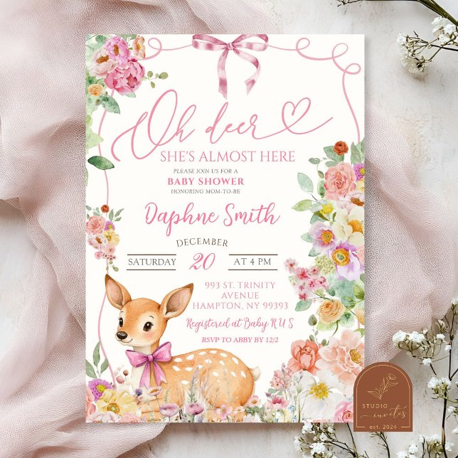 Invitación Baby Shower Chica de ciervos forestales encantados (Subido por el creador)