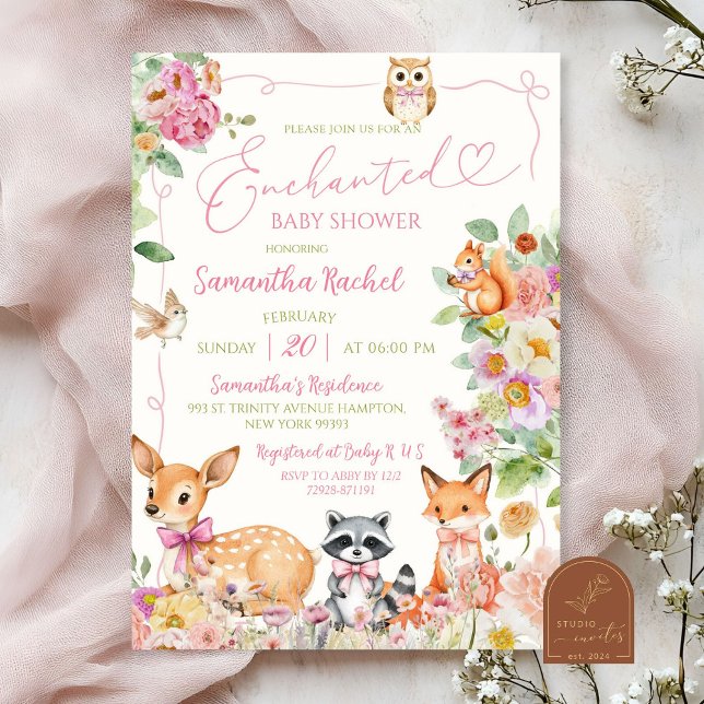 Invitación Baby Shower Chica de ciervos forestales encantados (Subido por el creador)