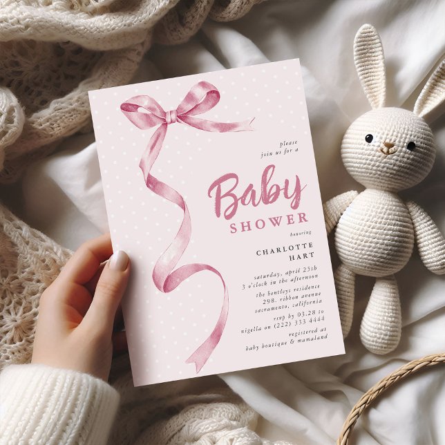 Invitación Baby Shower Chica de cinta de cinta cúpula rosa (Subido por el creador)