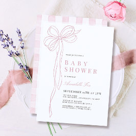 Invitación Baby Shower Chica de cinta de cinta de cinta rosa 