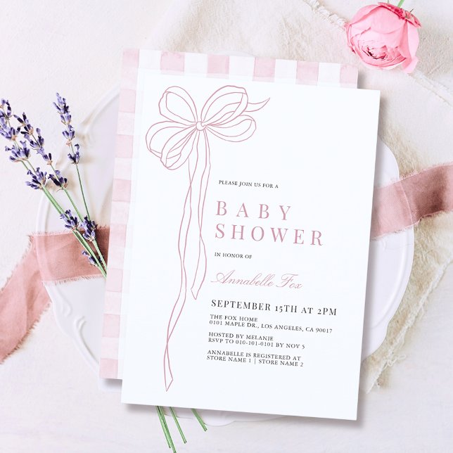 Invitación Baby Shower Chica de cinta de cinta de cinta rosa  (Subido por el creador)