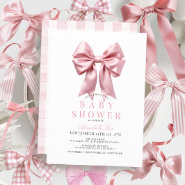 Invitación Baby Shower Chica de cinta de cinta de color rosa 