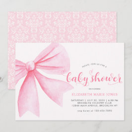Invitación Baby Shower Chica de cinta de cinta de color rosa 