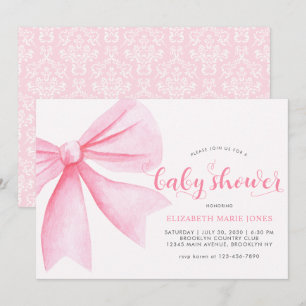 Invitación Baby Shower Chica de cinta de cinta de color rosa
