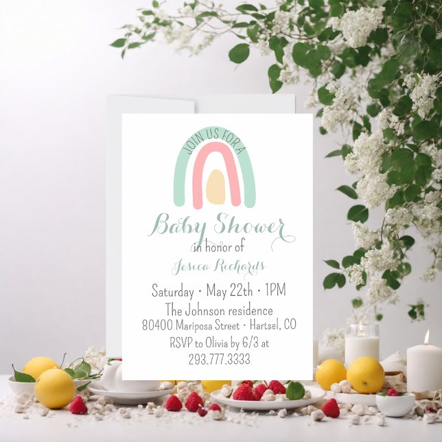 Invitación Baby Shower Chica de color arcoiris minar (Subido por el creador)