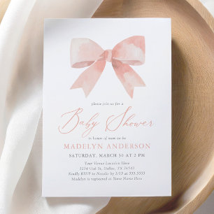 Invitación Baby Shower Chica de color de agua rosada