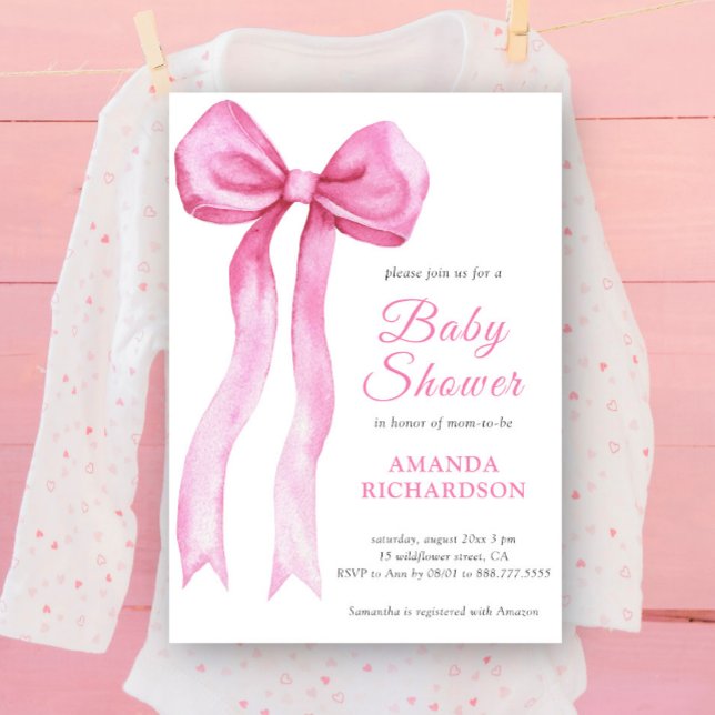 Invitación Baby Shower Chica de color de agua rosada (Subido por el creador)