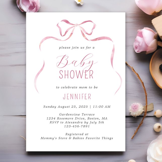 Invitación Baby Shower Chica de color de agua rosada (Subido por el creador)