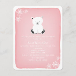 Invitación Baby Shower, Chica de copo de nieve del oso polar 