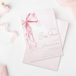Invitación Baby Shower Chica de Coquette Bow rosa