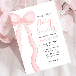 Invitación Baby Shower Chica de Coquette Bow rosa minimalista